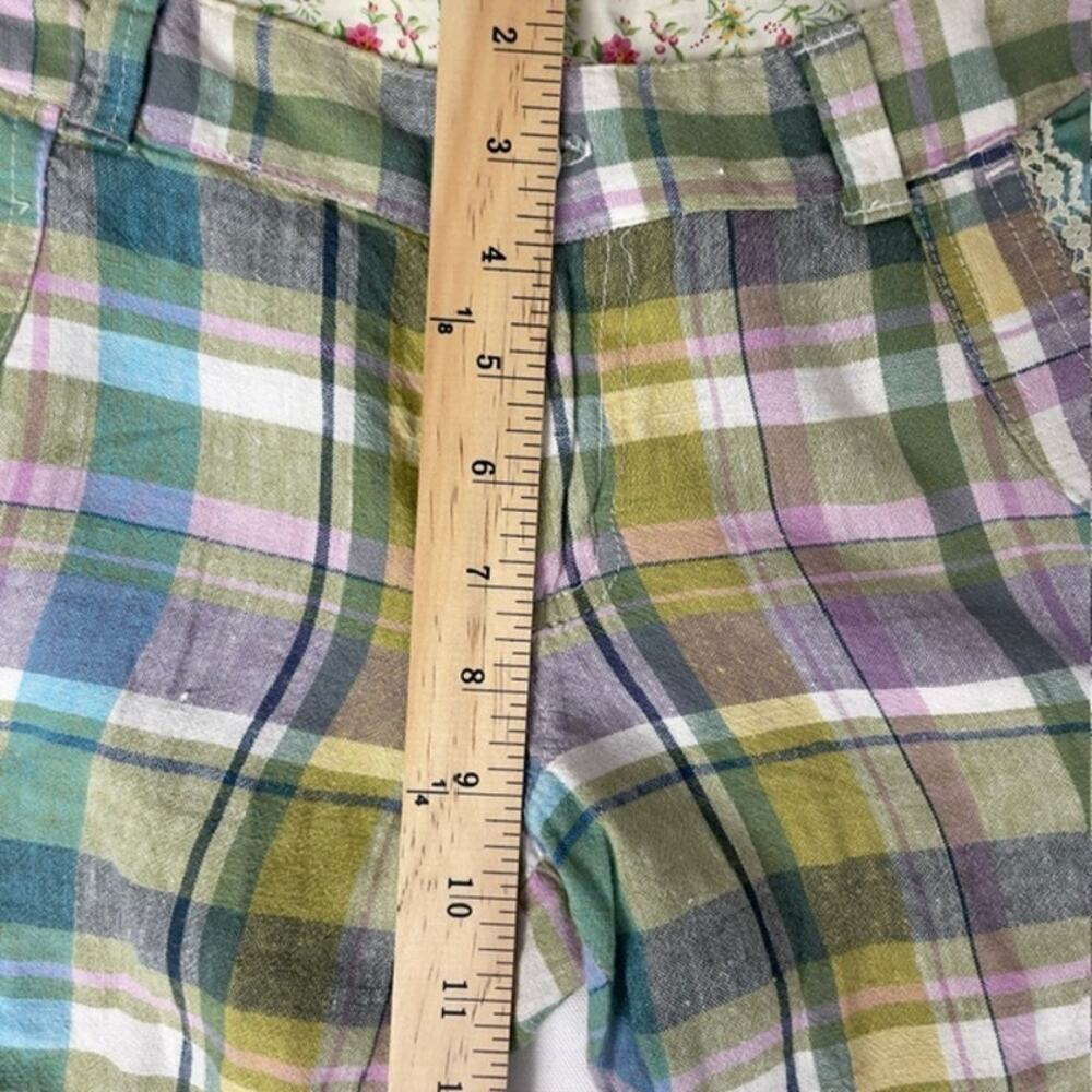 Derek Heart Plaid Cargo Bermuda Shorts Lace Trim Cottagecore Grunge Size M - Picture 7 of 10